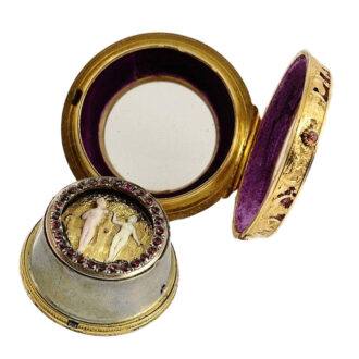 English garnet studded gold Repoussé verge watch Circa 1720