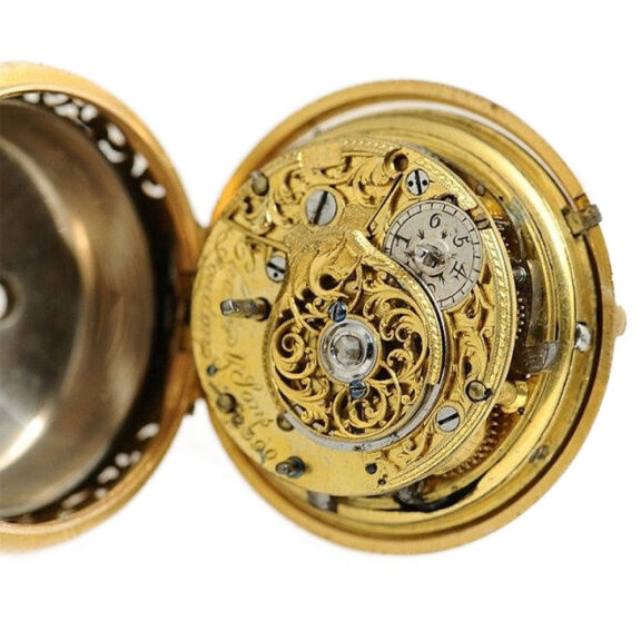 English repeating verge watch with repoussé decoration Circa 1770 English repeating verge watch with repoussé decoration Circa 1770