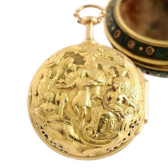 English repeating verge watch with repoussé decoration Circa 1770