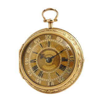 English repoussé decorated verge pocket watch Circa 1729