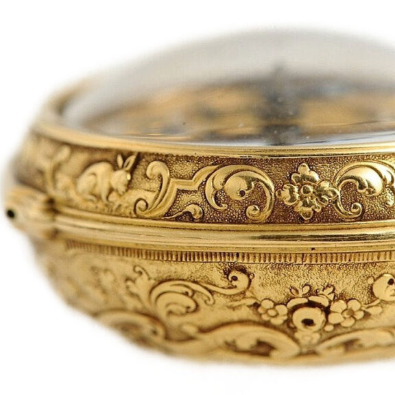 English repoussé decorated verge pocket watch Circa 1729 English repoussé decorated verge pocket watch Circa 1729