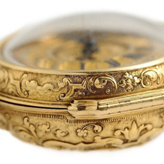 English repoussé decorated verge pocket watch Circa 1729