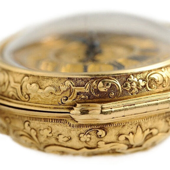 English repoussé decorated verge pocket watch Circa 1729 English repoussé decorated verge pocket watch Circa 1729