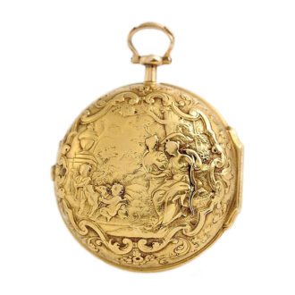 English repoussé decorated verge pocket watch Circa 1729