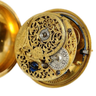 English repoussé decorated verge pocket watch Circa 1729