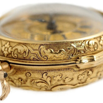 English repoussé decorated verge pocket watch Circa 1729