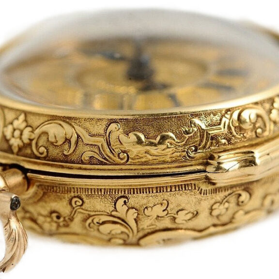 English repoussé decorated verge pocket watch Circa 1729 English repoussé decorated verge pocket watch Circa 1729