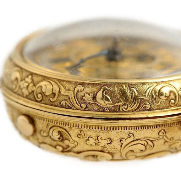English repoussé decorated verge pocket watch Circa 1729 English repoussé decorated verge pocket watch Circa 1729