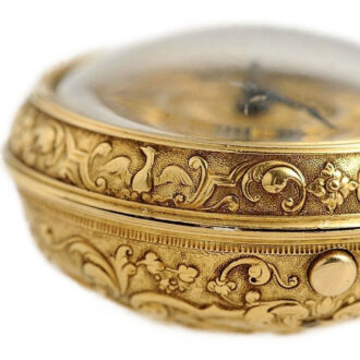 English repoussé decorated verge pocket watch Circa 1729