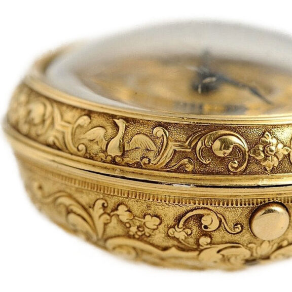 English repoussé decorated verge pocket watch Circa 1729 English repoussé decorated verge pocket watch Circa 1729