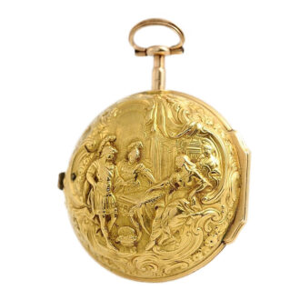 English verge pocket watch with repoussé decoration Circa 1726