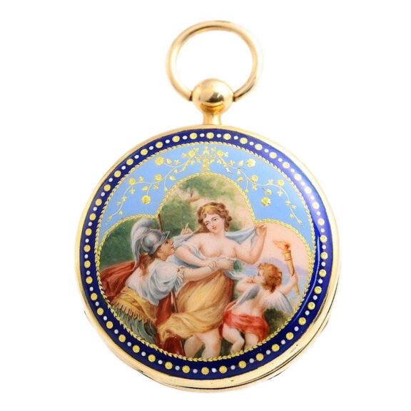 Swiss Geneva enamel watch with quarter repeater Circa 1830