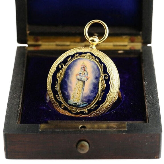 Swiss lady's watch with picture of Our Lady of La Salette Circa 1850 Swiss lady's watch with picture of Our Lady of La Salette Circa 1850