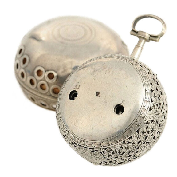 Swiss rare pair cased verge pocket watch with alarm Circa 1700 Swiss rare pair cased verge pocket watch with alarm Circa 1700