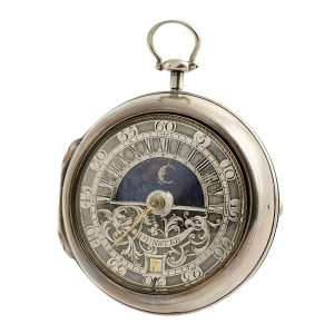 English retrograde verge watch with moon phase Circa 1740