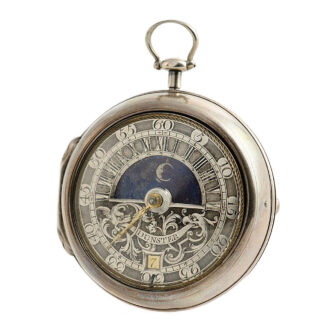 English retrograde verge watch with moon phase Circa 1740