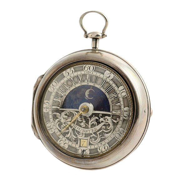 English retrograde verge watch with moon phase Circa 1740