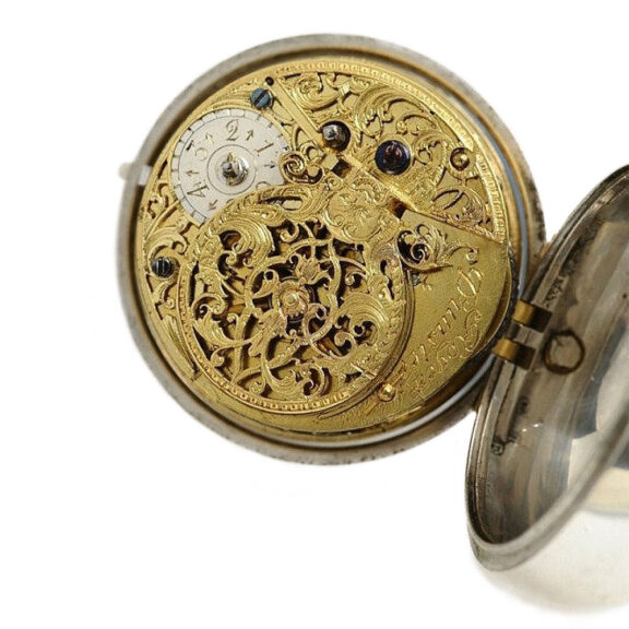 English retrograde verge watch with moon phase Circa 1740 English retrograde verge watch with moon phase Circa 1740