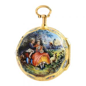 Austrian gold enamel à tact quarter repeating verge Circa 1800