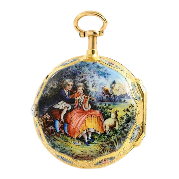 Austrian gold enamel à tact quarter repeating verge Circa 1800