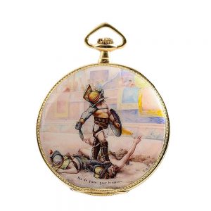 Swiss very thin gold enamel pocket watch Circa 1925