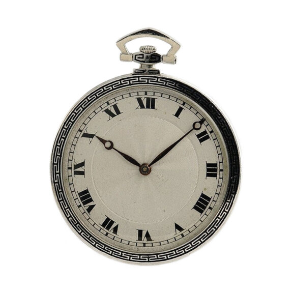 Swiss platinum enamel watch in an Art Deco case Circa 1910 Swiss platinum enamel watch in an Art Deco case Circa 1910