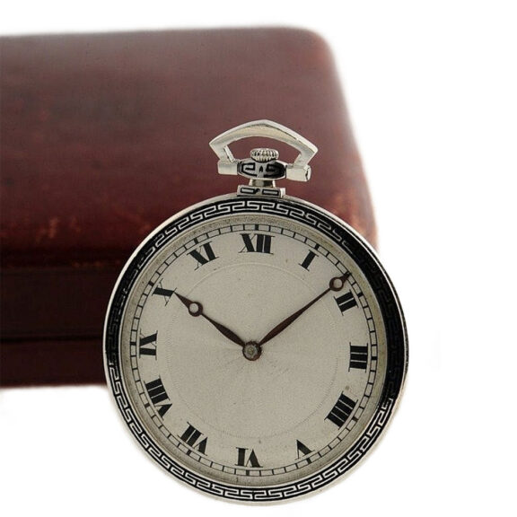 Swiss platinum enamel watch in an Art Deco case Circa 1910 Swiss platinum enamel watch in an Art Deco case Circa 1910