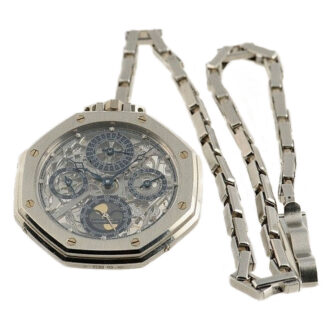 Swiss skeletonized astronomical platinum pocket watch Circa 1983