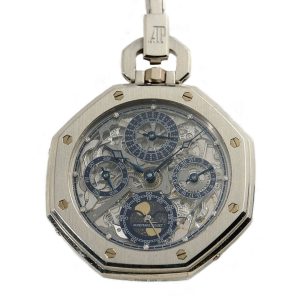 Swiss skeletonized astronomical platinum pocket watch Circa 1983