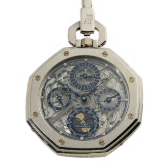 Swiss skeletonized astronomical platinum pocket watch Circa 1983