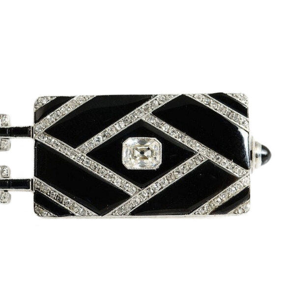 French black & white style Art Deco lapel watch Circa 1918 French black & white style Art Deco lapel watch Circa 1918