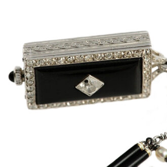 French black & white style Art Deco pendant watch Circa 1925
