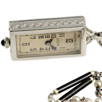 French black & white style Art Deco pendant watch Circa 1925