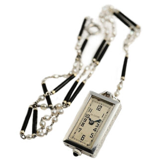 French black & white style Art Deco pendant watch Circa 1925