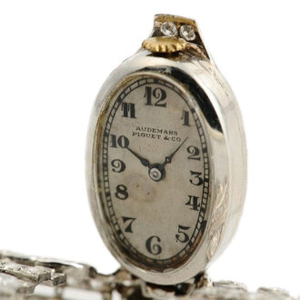 Swiss diamond Art Deco platinum brooch watch Circa 1938