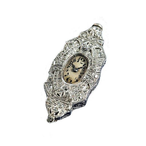 Swiss white gold Art Deco pendant watch Circa 1925 Swiss white gold Art Deco pendant watch Circa 1925