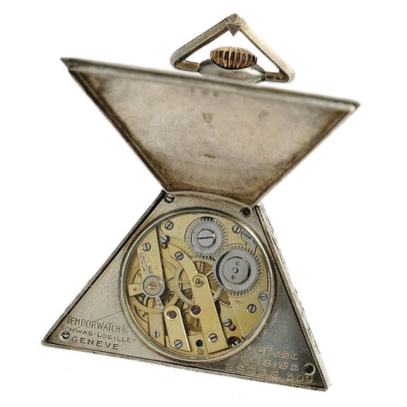 Rare Swiss silver triangle shaped Masonic lever watch Circa 1930 Rare Swiss silver triangle shaped Masonic lever watch Circa 1930