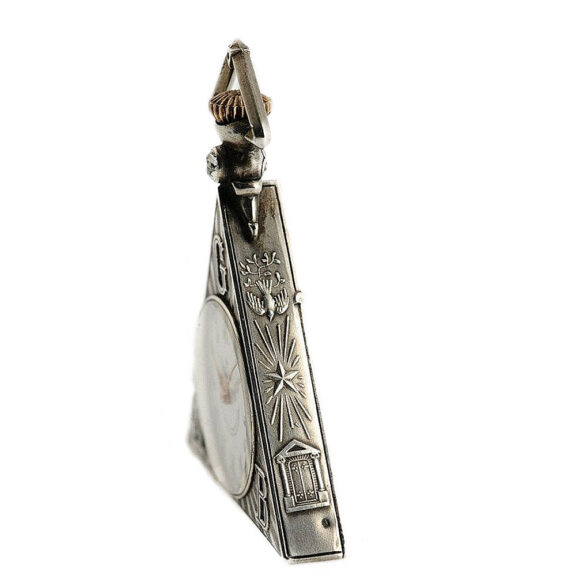 Rare Swiss silver triangle shaped Masonic lever watch Circa 1930 Rare Swiss silver triangle shaped Masonic lever watch Circa 1930
