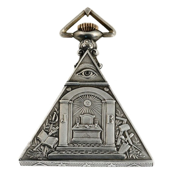 Rare Swiss silver triangle shaped Masonic lever watch Circa 1930 Rare Swiss silver triangle shaped Masonic lever watch Circa 1930
