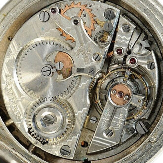 Swiss pocket watch with mock pendulum and alarm Circa 1900