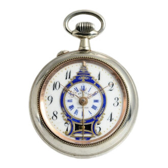 Swiss pocket watch with mock pendulum and alarm Circa 1900