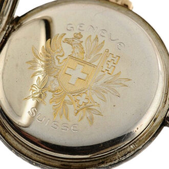 Swiss rare niello silver quarter repeating pocket watch Circa 1914