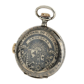 Swiss rare niëllo-silver quarter repeating pocket watch Circa 1914