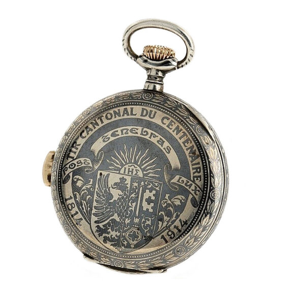 Swiss rare niello silver quarter repeating pocket watch Circa 1914 Swiss rare niello silver quarter repeating pocket watch Circa 1914