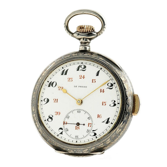 Swiss rare niëllo-silver quarter repeating pocket watch Circa 1914
