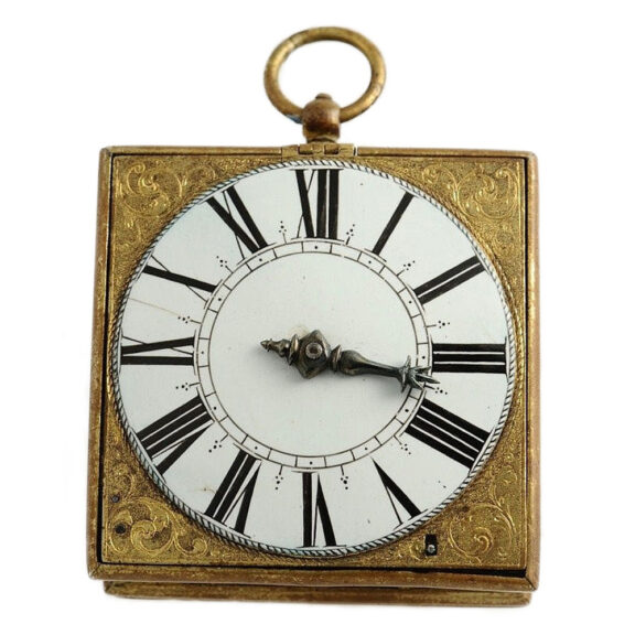 Swiss square and large one-handed verge pocket watch Circa 1690