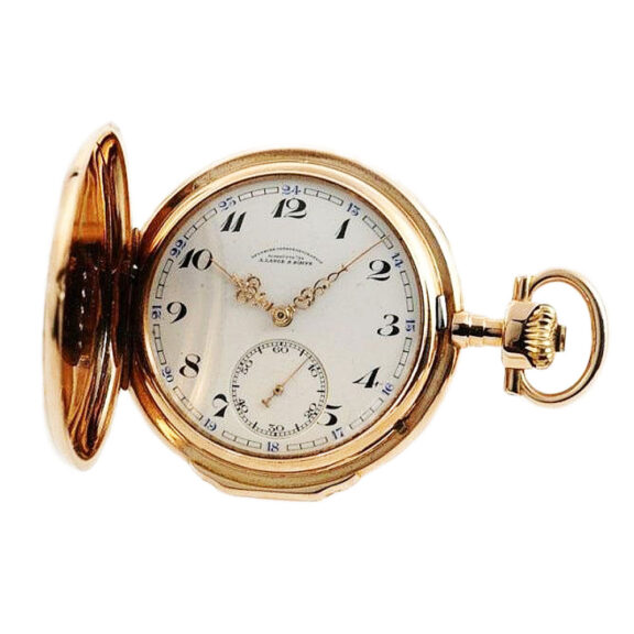 German gold Glashütte pocket watch with 24 hours dial Circa 1890