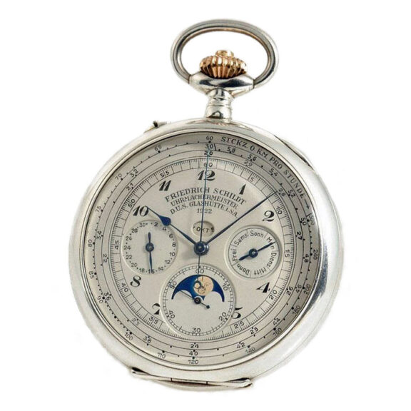 Unique German rare silver complicated lever watch Circa 1922