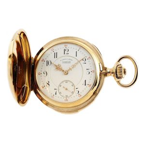 German gold quarter repeating hunting cased watch Circa 1888
