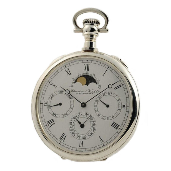Swiss silver watch with full calendar and moon phase Circa 1981